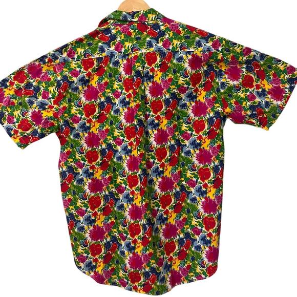 Tommy Hilfiger Women’s Medium Floral Button Down Shirt Vibrant Watercolor Print - Picture 2 of 7